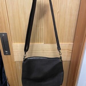 Grey Leather Shoulder Bag